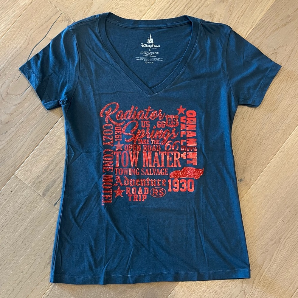 Disney Radiator Springs Glitter Text graphic t-shirt